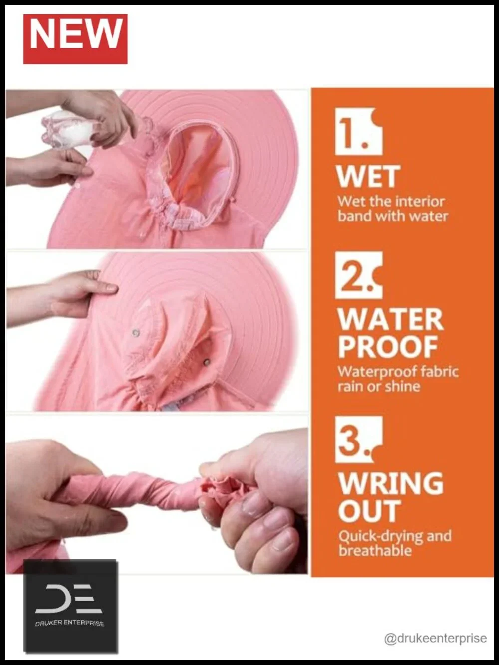UPF 50+ Wide Brim Fishing Sun Hat with Face Cover Neck Flap Waterproof Nylon